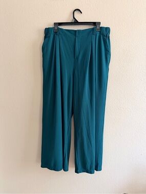 Halara Waffle Knit Wide Leg Work Pants Green